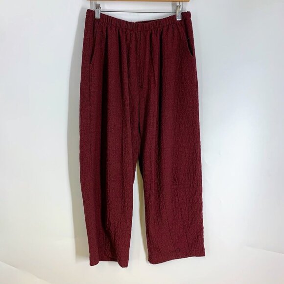 Gershon Bram Pants - Gershon Bram Women's Lagenlook Crinkle Cropped Wide Leg Pull On Pants Size‎ L